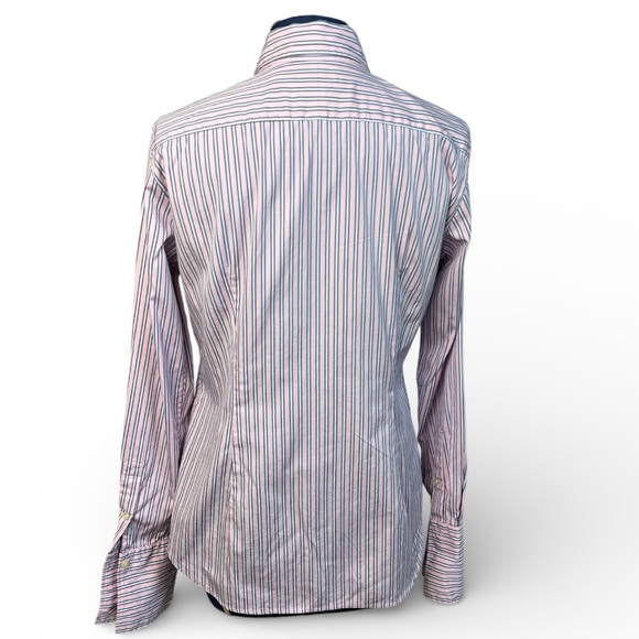 Ralph Lauren Ruffled Button Down Striped Blouse Size 12 100% Cotton - Picture 3 of 7